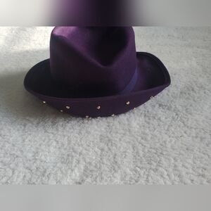 Tinatoo Vintage Purple W Gold Studded Women's Hat‎ western Cowgirl One Size